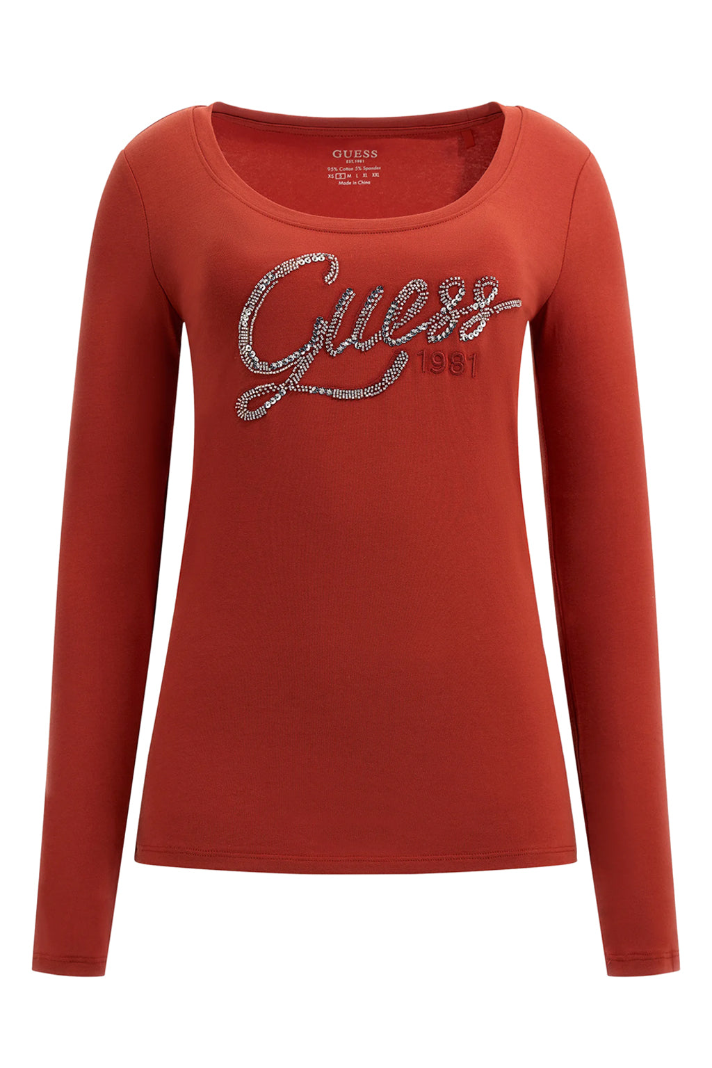 T-Shirt Guess 1981 Sequins Logo Long Sleeve