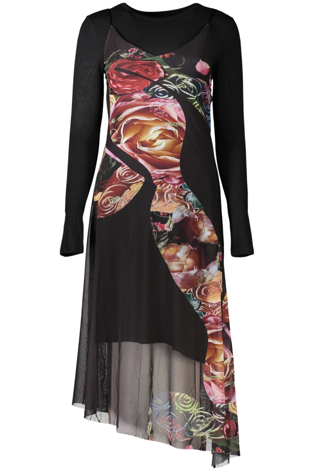 Abito Desigual Nero 26WWVK04FLOWERS