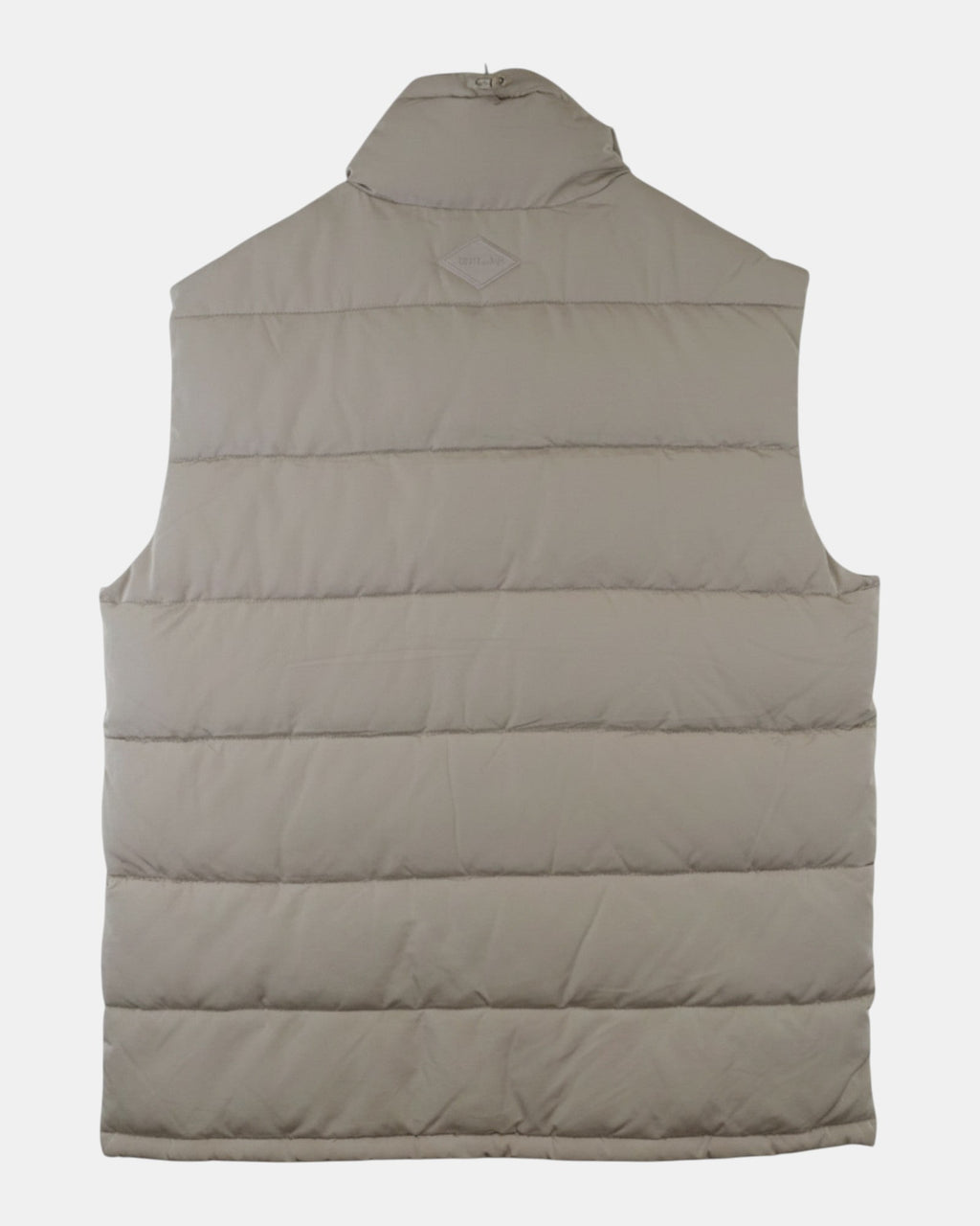 ULTIMATAGLIA.COM beige puffer gilet with diamond logo detail on back