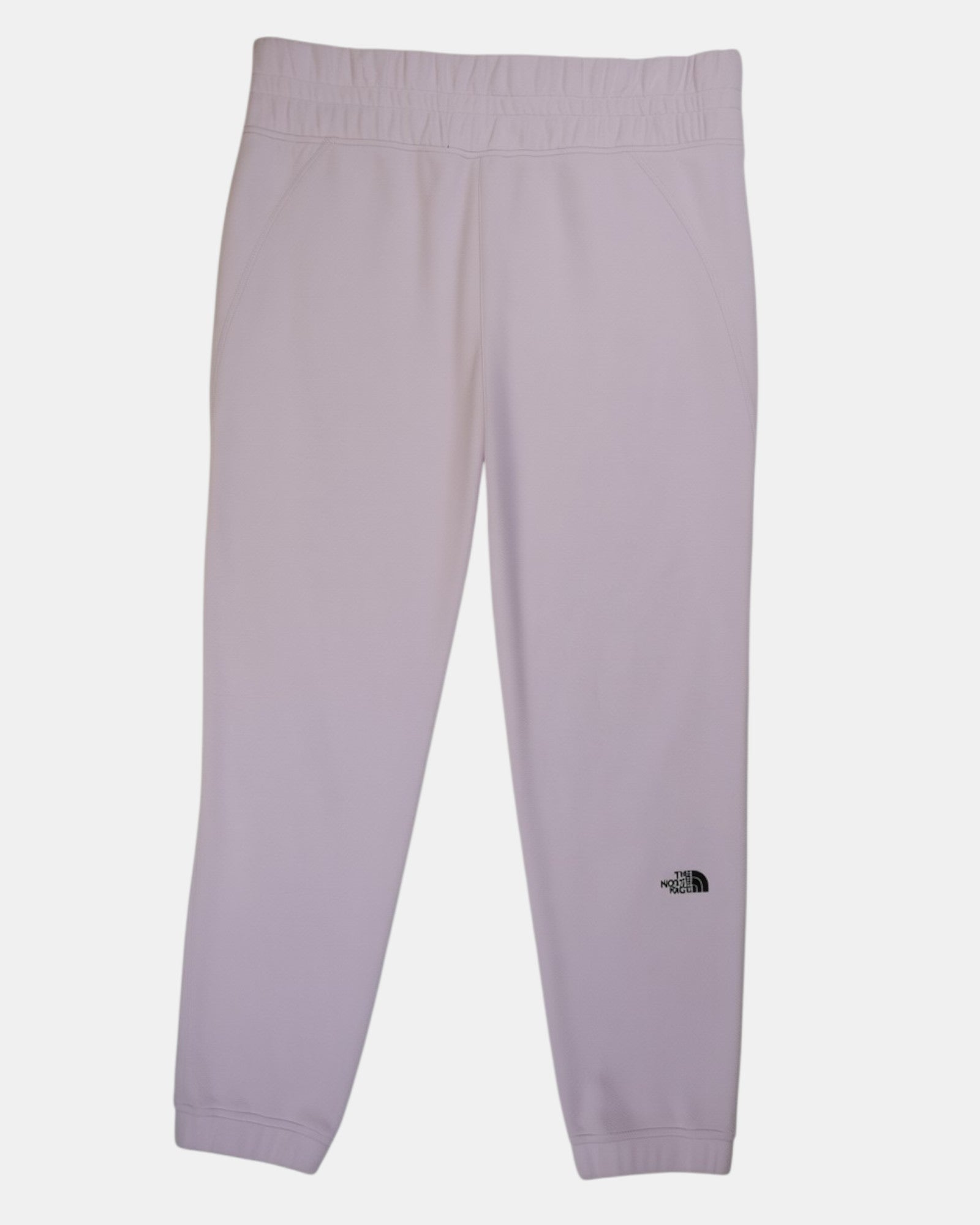 Pantaloni The North Face in pile lilla con vita elasticizzata e polsini a costine, perfetti per il tempo libero.