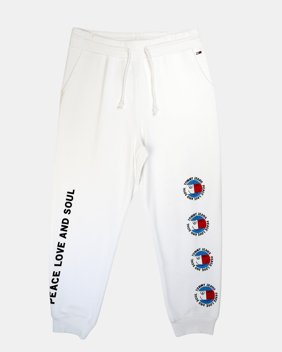Pantaloni jogger bianchi in cotone Tommy Jeans con scritta
