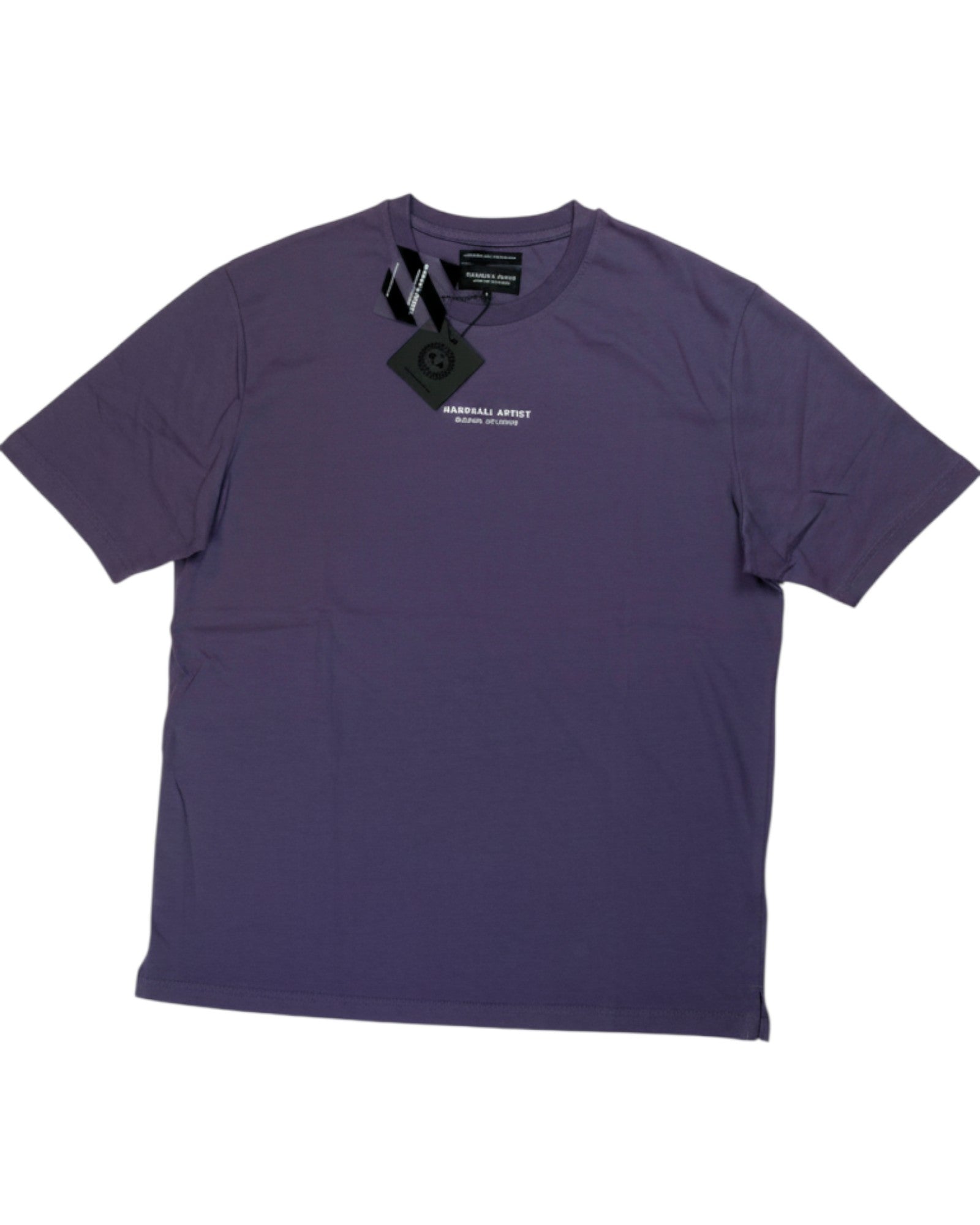 T-shirt Marshall Artist Injection viola intenso in cotone pregiato 100%, taglio relaxed, logo sul petto e nastro diagonale. Taglia L.