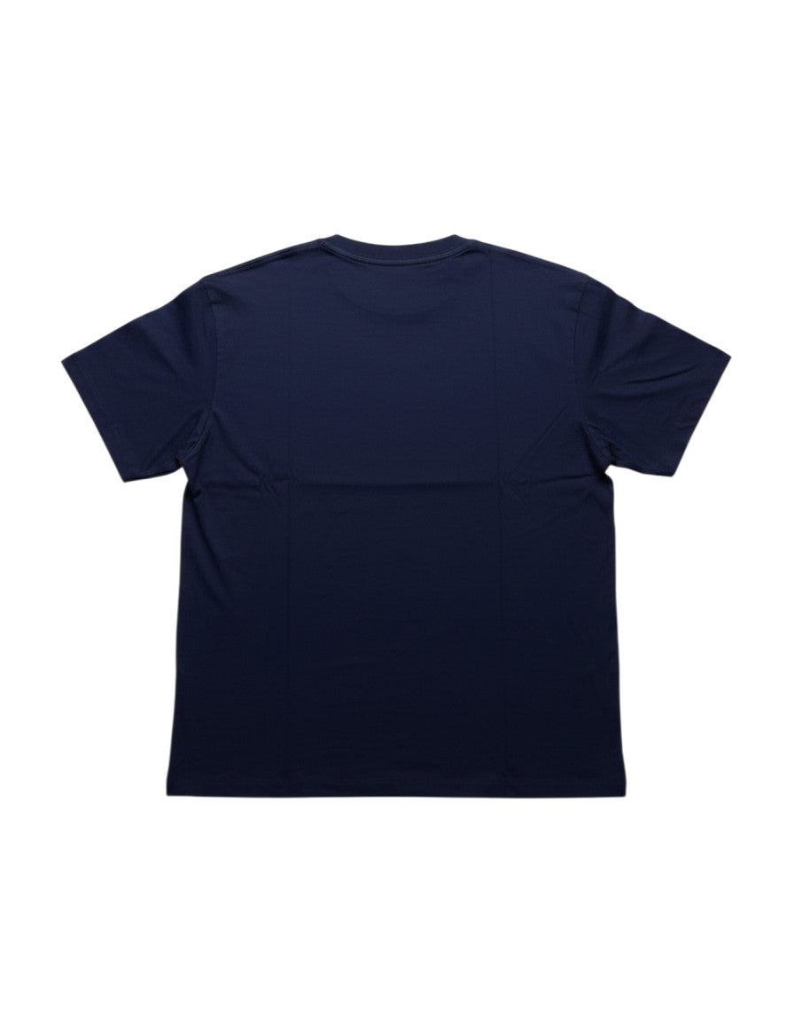 T-shirt boxy oversize blu navy ULTIMATAGLIA.COM in cotone pesante con maniche corte e girocollo, vista posteriore.