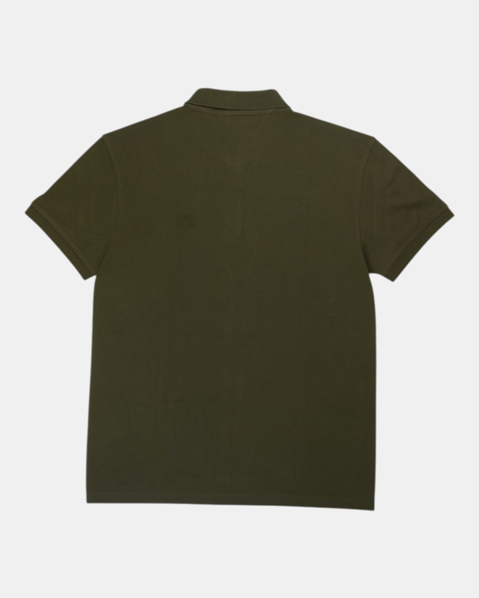 ULTIMATAGLIA.COM polo shirt in olive green cotton piquet with Tommy Jeans badge detail. Classic fit, short sleeves, two-button placket.
