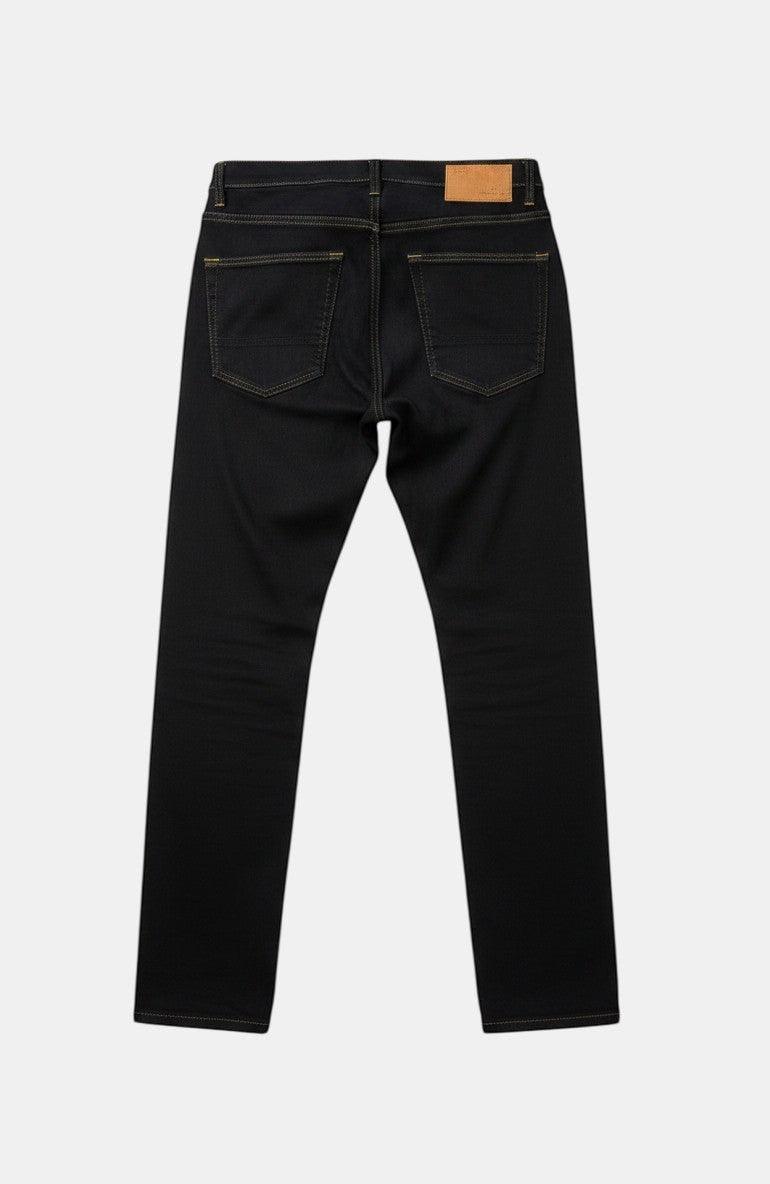 Jeans Tom Tailor Josh Regular Slim neri in denim con cuciture a contrasto arancio e verde, 98% cotone, 2% elastan.