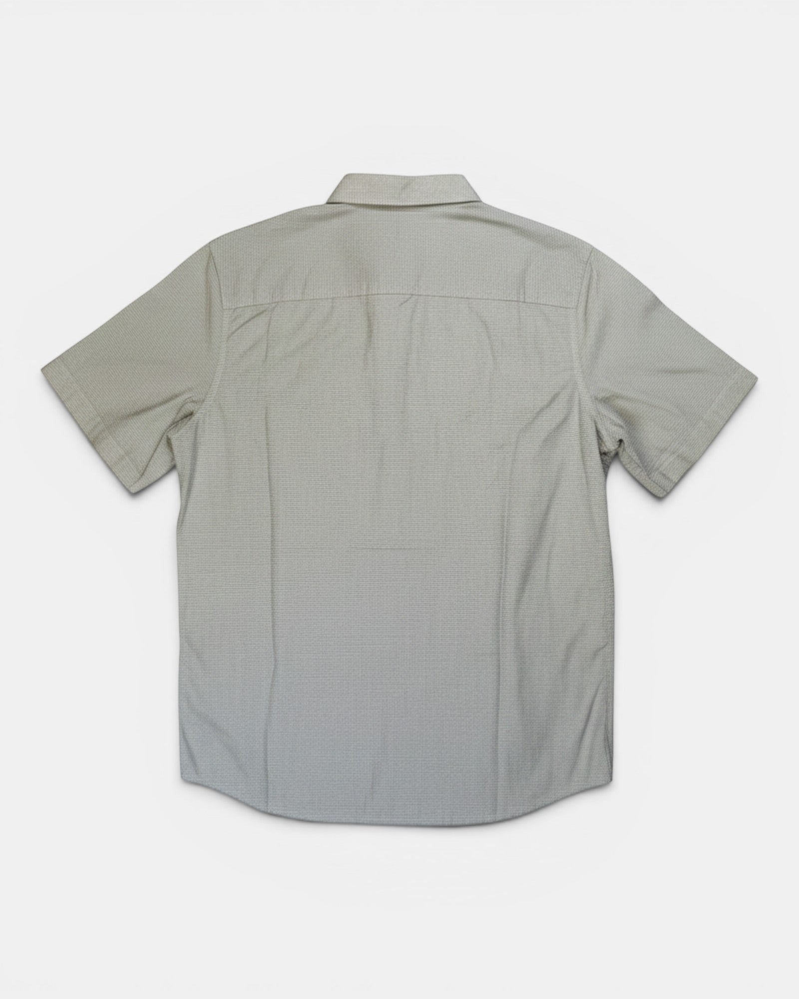 Camicia Tom Tailor a maniche corte in cotone beige/grigio chiaro con micro texture e colletto button-down.