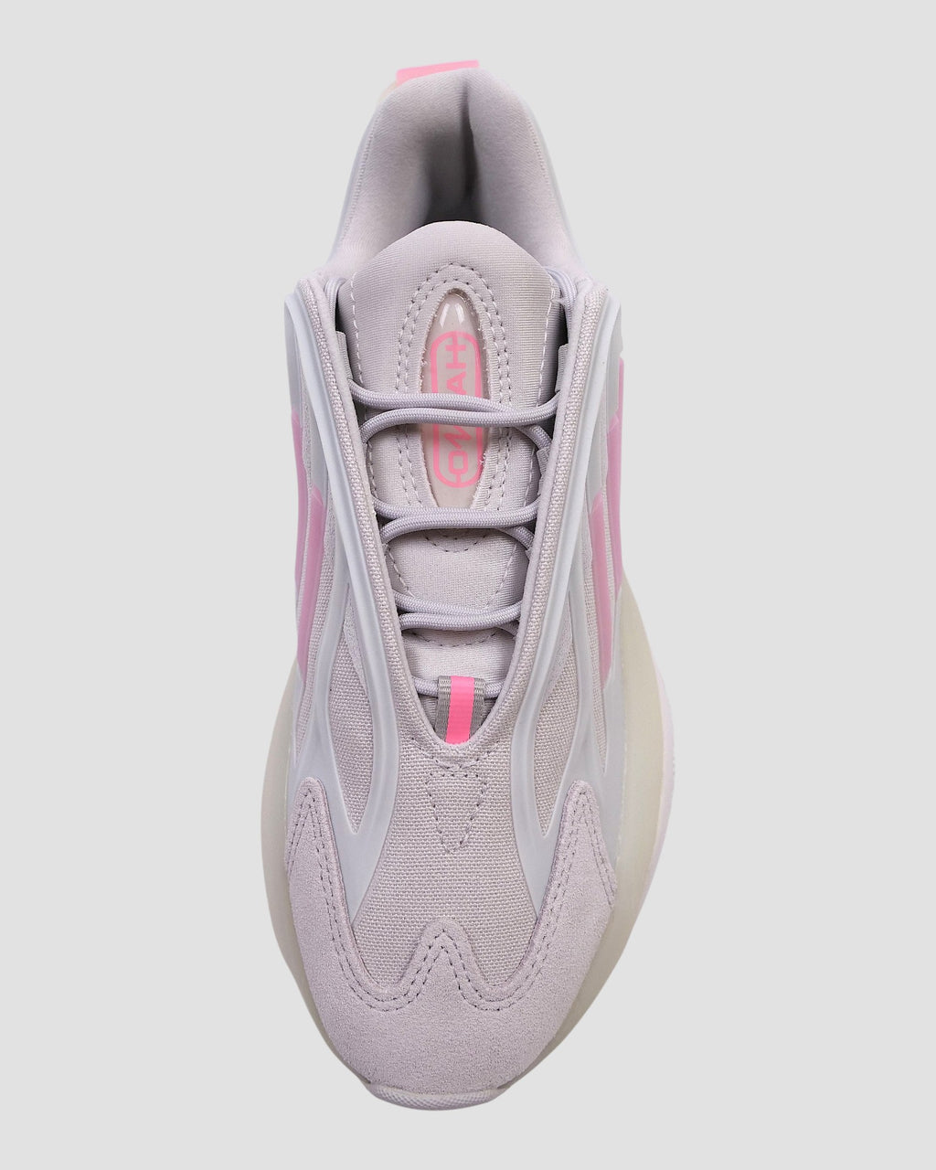 Sneakers Adidas Originals OZRAH J grigie e rosa con tomaia in mesh e suola chunky. Design futuristico.
