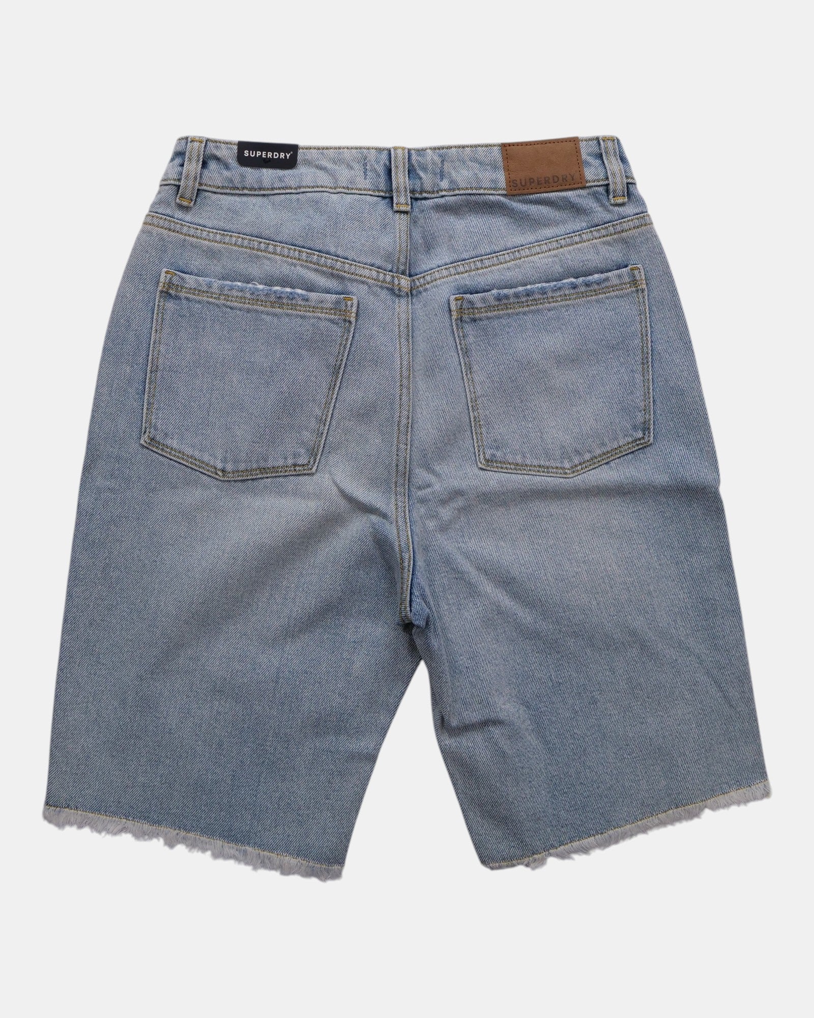 Shorts Superdry Bermuda Boy Shorts in light wash denim with frayed hem and boyfriend cut. Authentic vintage style.